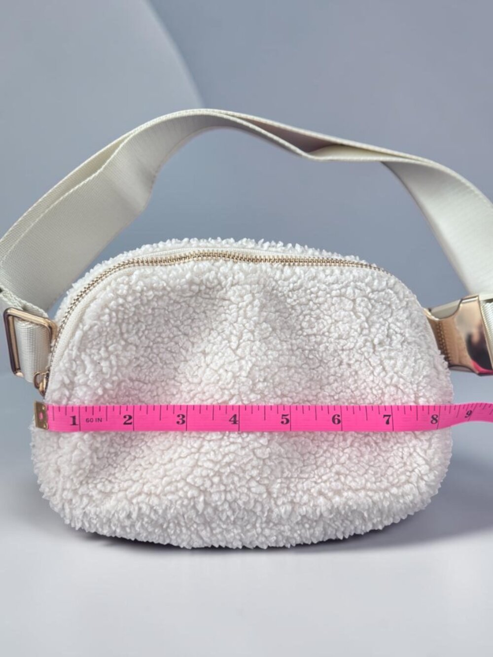 Unbranded Sherpa Belt Bag Cream Fanny Pack Crossbody Adjustable Strap - Picture 4 of 5